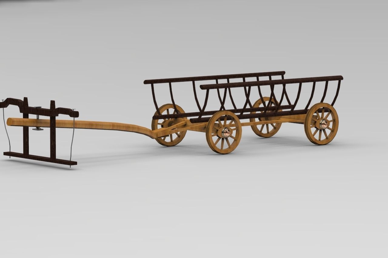 ox cart bullock cart 3D model_1