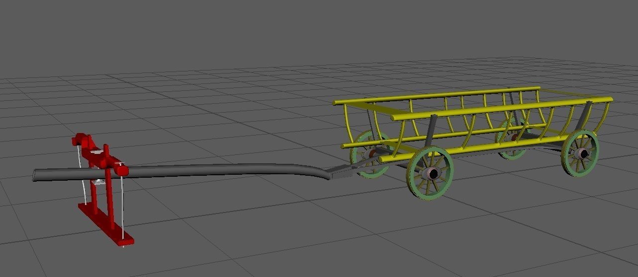 ox cart bullock cart 3D model_2
