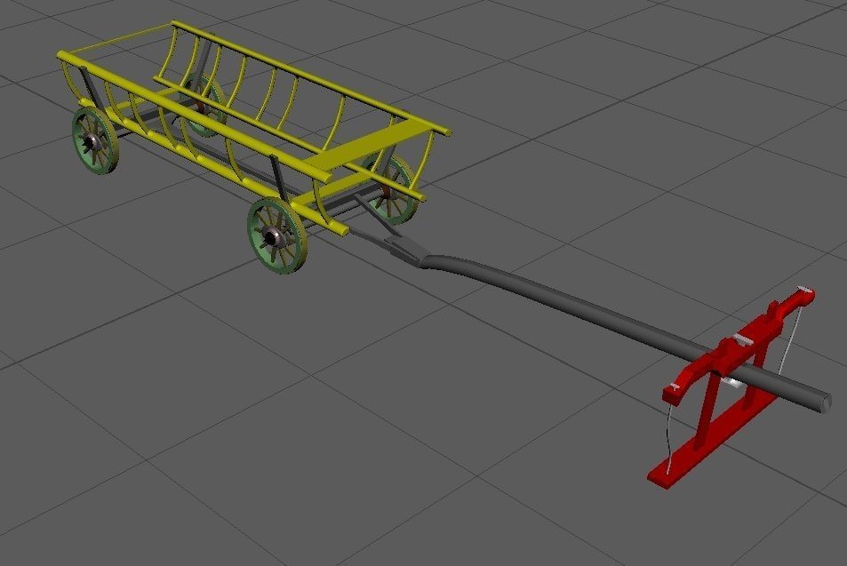 ox cart bullock cart 3D model_4