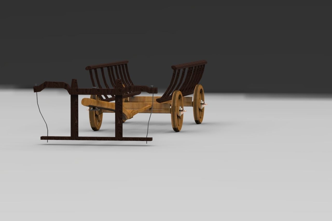 ox cart bullock cart 3D model_8