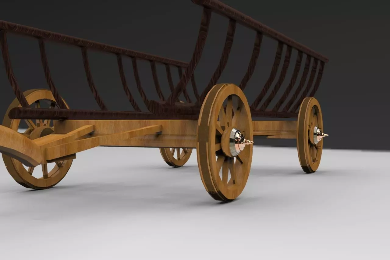 ox cart bullock cart 3D model_0