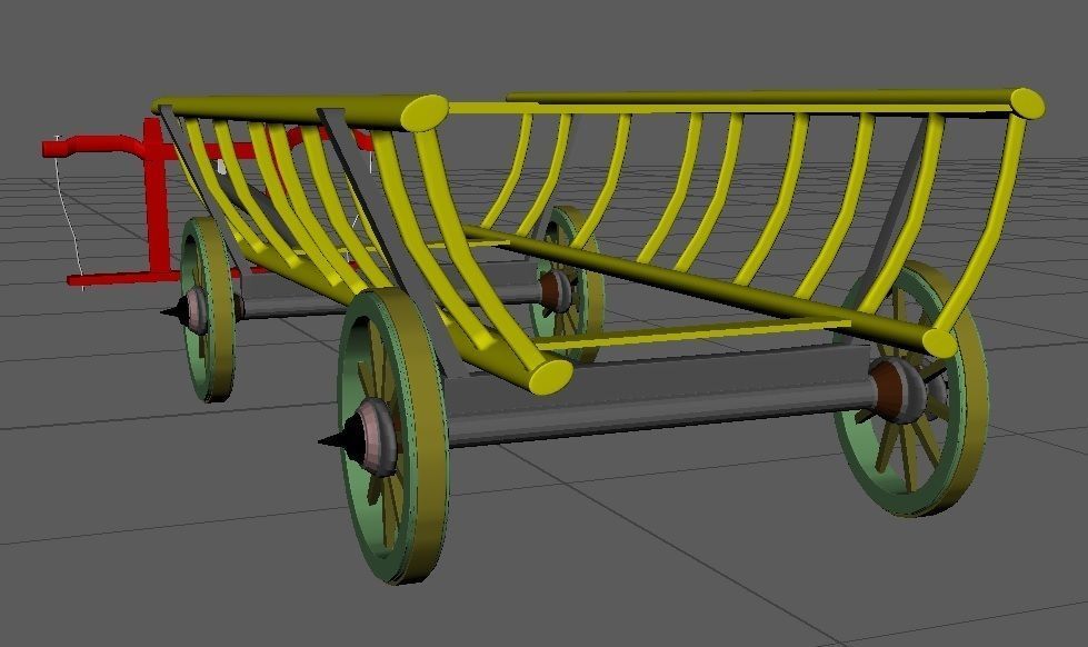 ox cart bullock cart 3D model_5