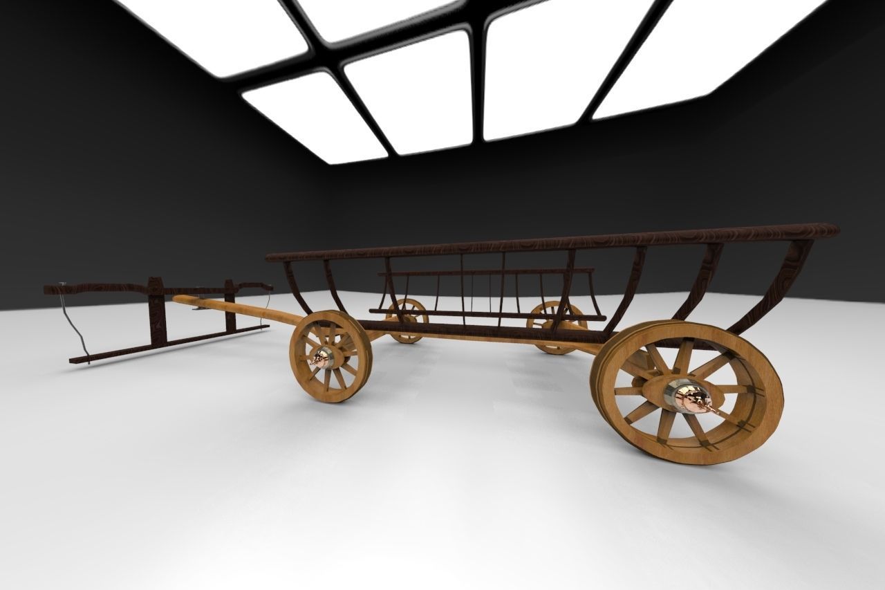 ox cart bullock cart 3D model_6