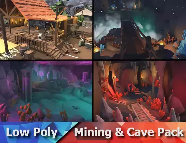 Ultimate Low Poly Mining and Cave Pack Low-poly 3D model