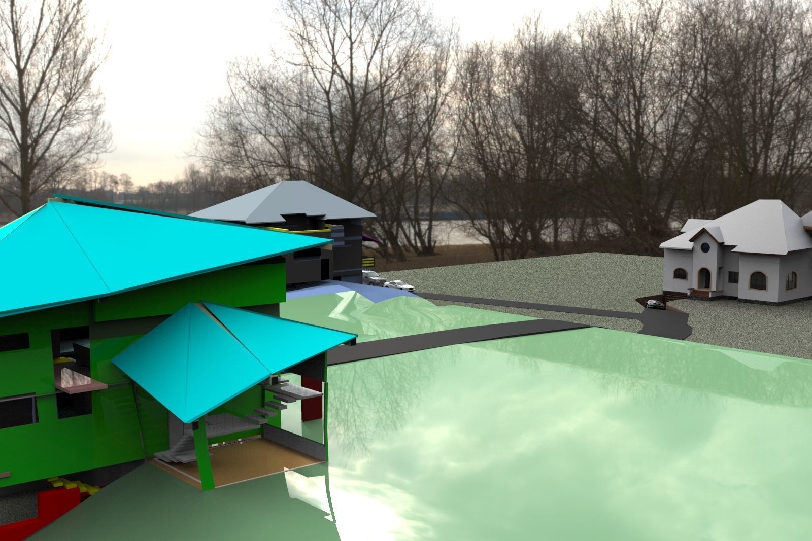 FarmHouse house with roof 3D model_54