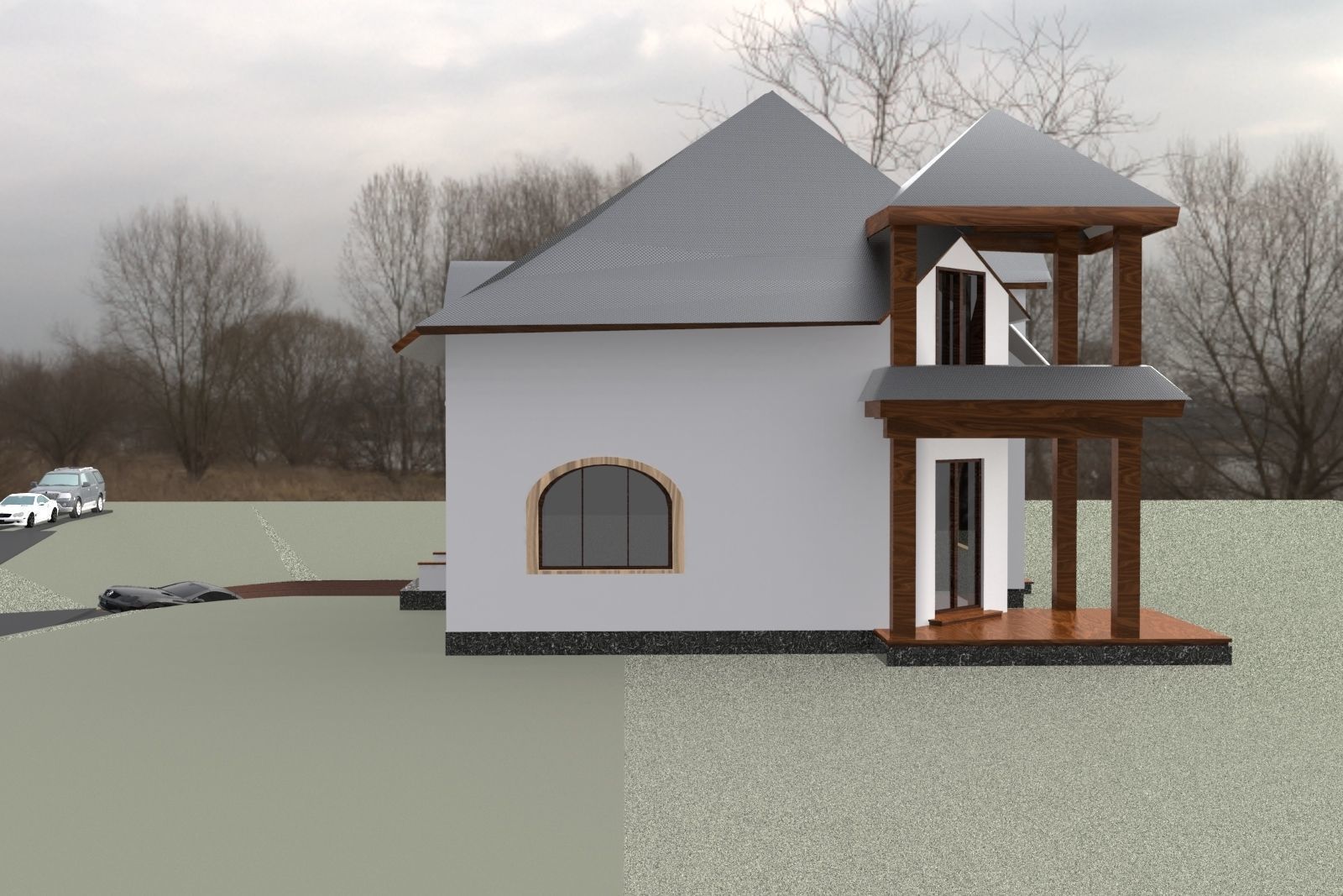 FarmHouse house with roof 3D model_44