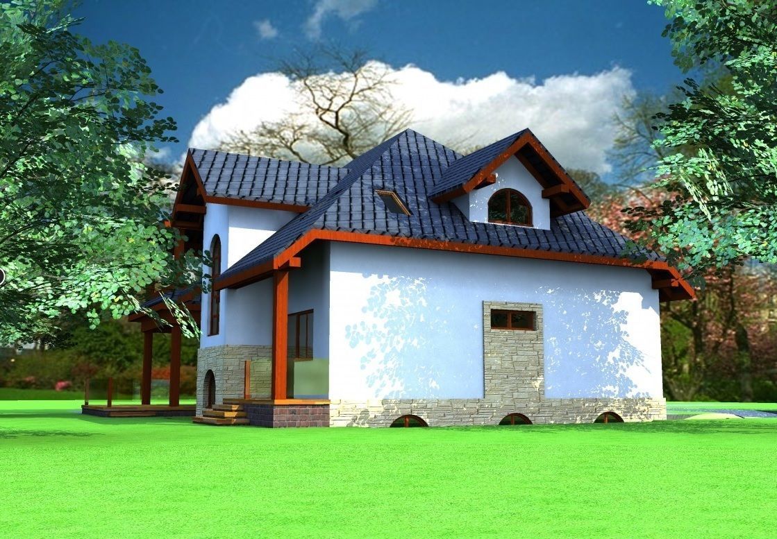 FarmHouse house with roof 3D model_8