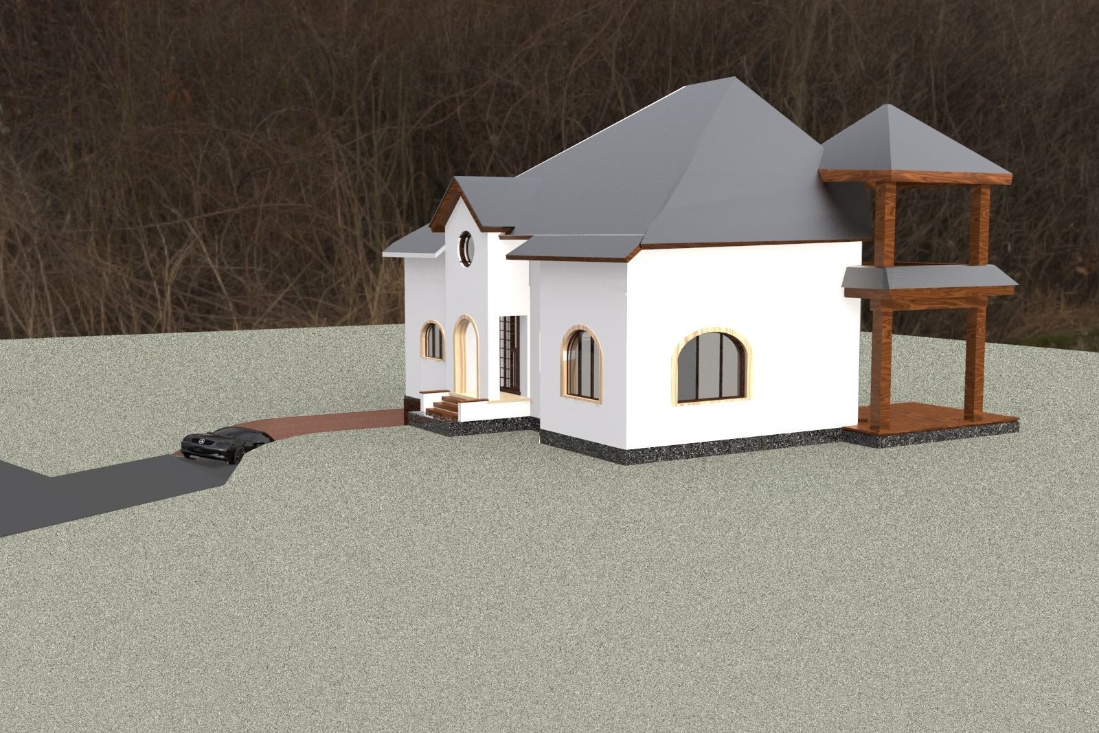 FarmHouse house with roof 3D model_43