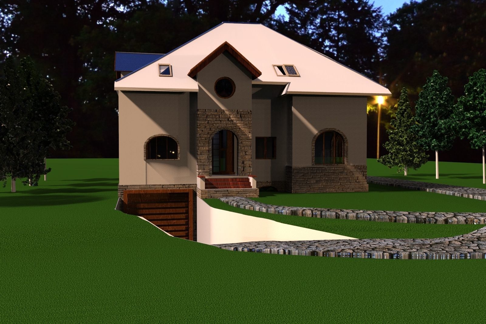 FarmHouse house with roof 3D model_2