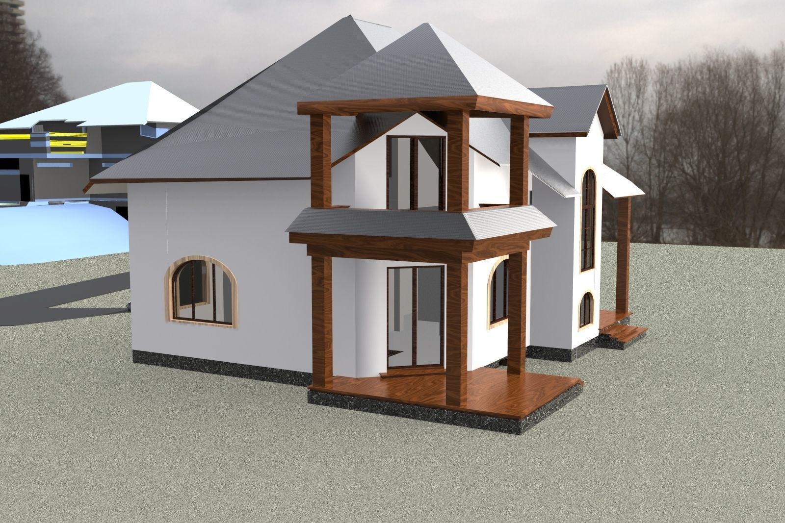 FarmHouse house with roof 3D model_45