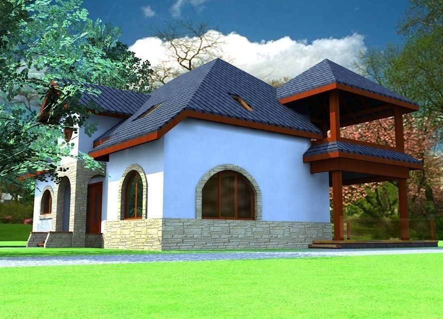 FarmHouse house with roof 3D model_6
