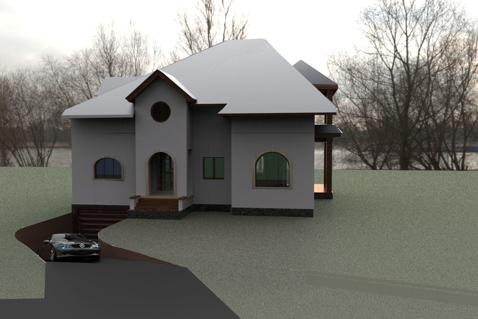 FarmHouse house with roof 3D model_41