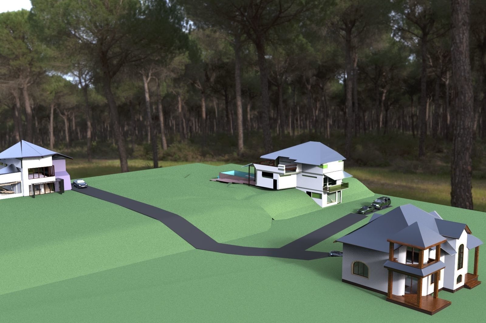 FarmHouse house with roof 3D model_35