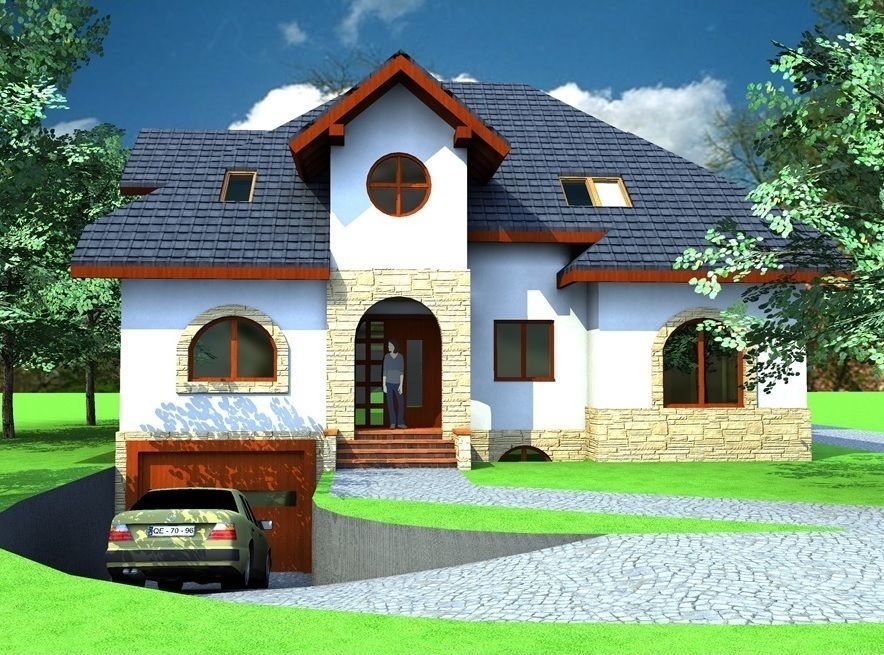 FarmHouse house with roof 3D model_3