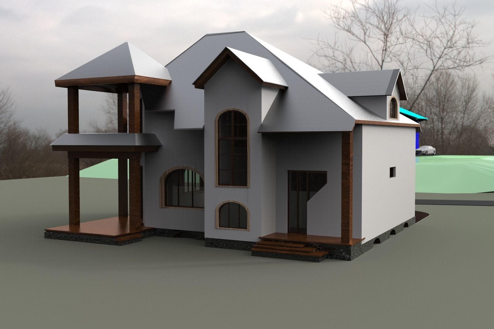 FarmHouse house with roof 3D model_49