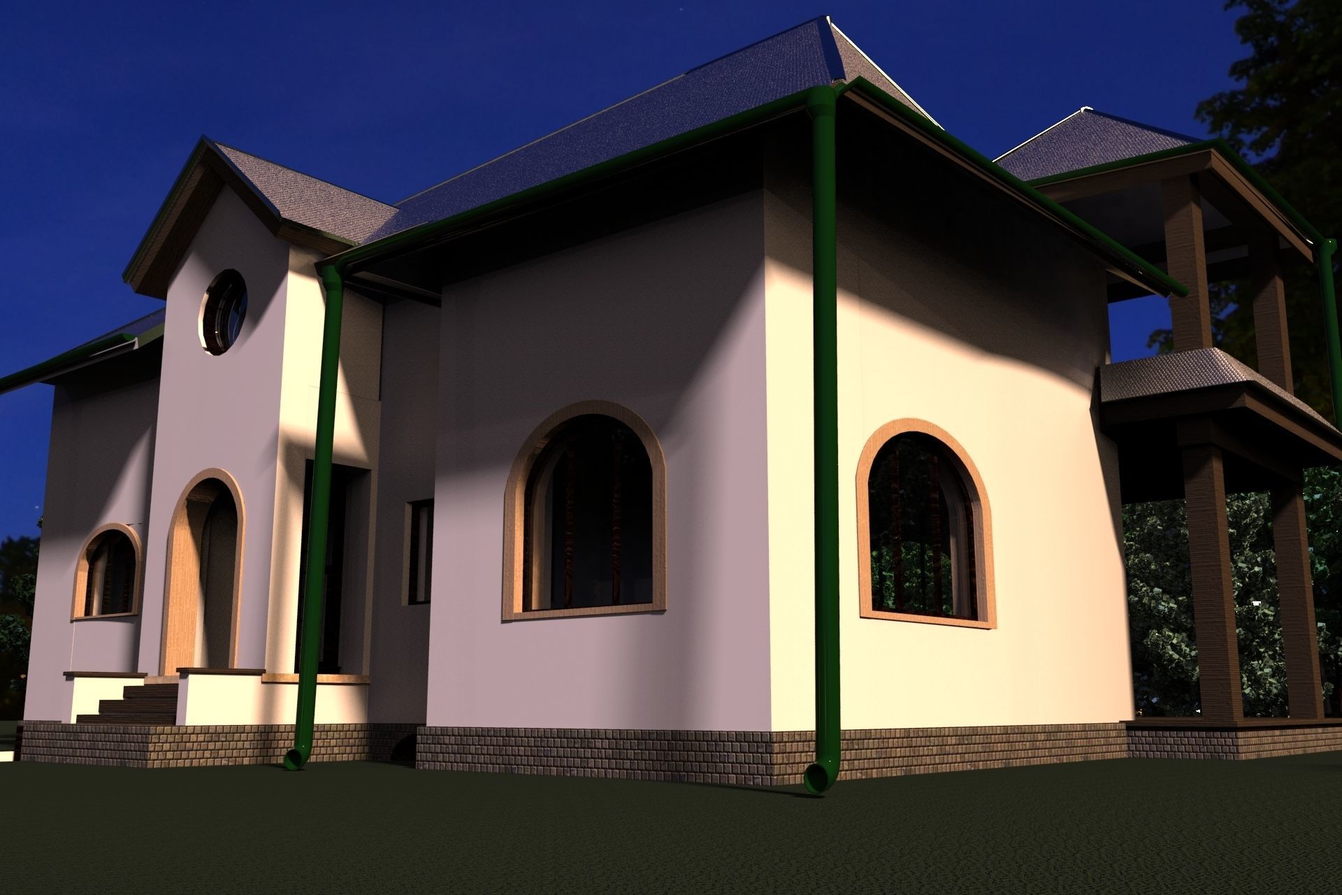 FarmHouse house with roof 3D model_19