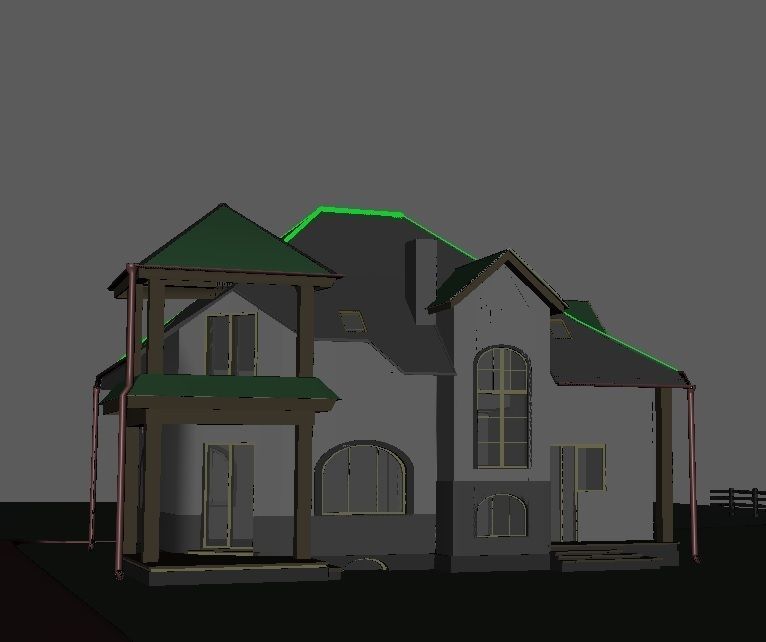 FarmHouse house with roof 3D model_9