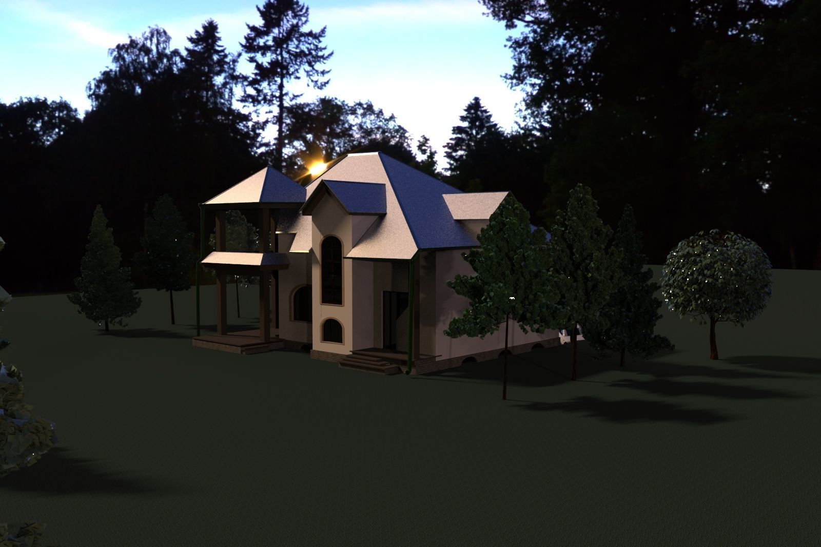 FarmHouse house with roof 3D model_13