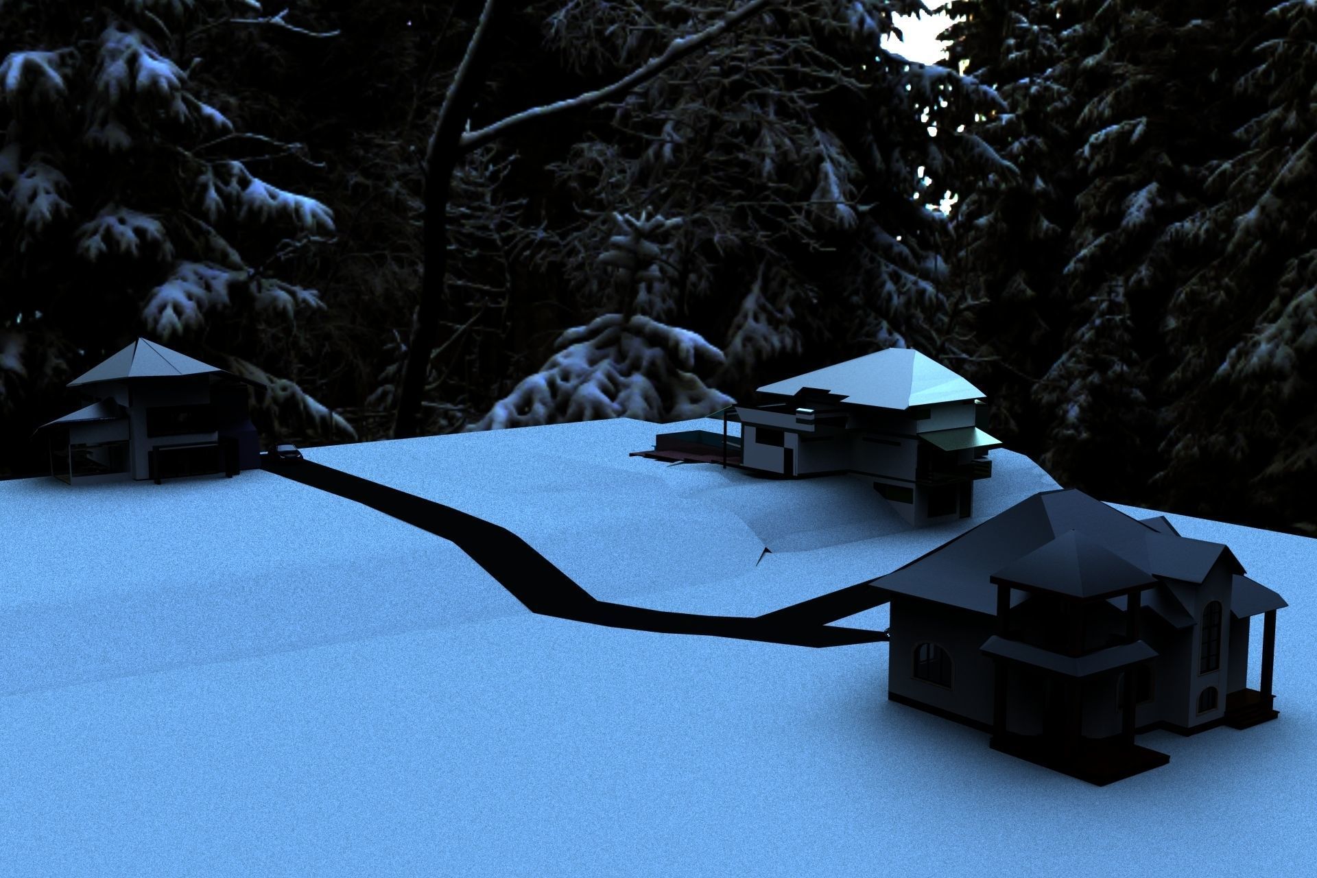 FarmHouse house with roof 3D model_38