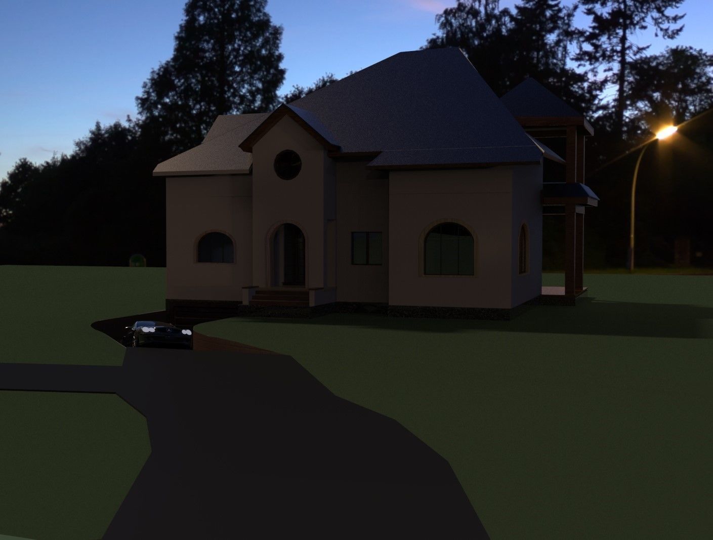 FarmHouse house with roof 3D model_55
