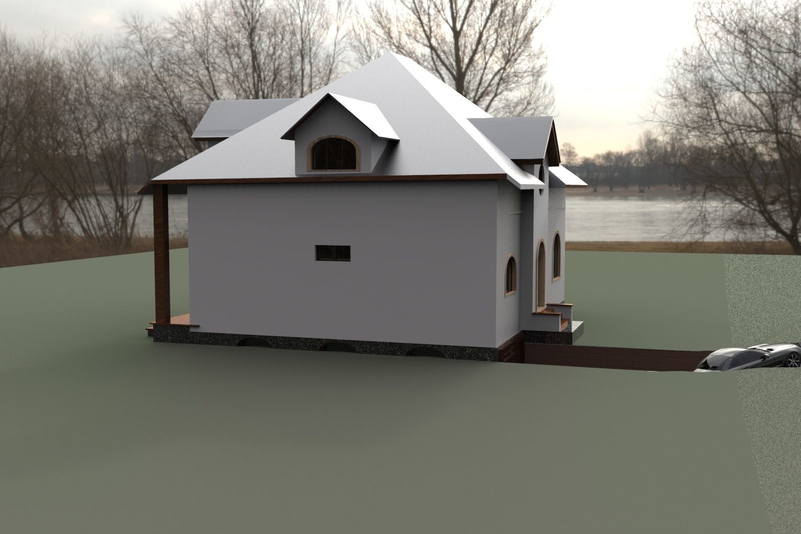FarmHouse house with roof 3D model_51