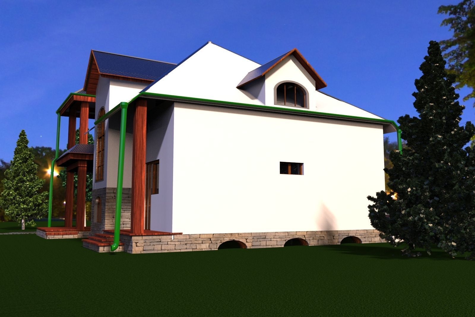 FarmHouse house with roof 3D model_7