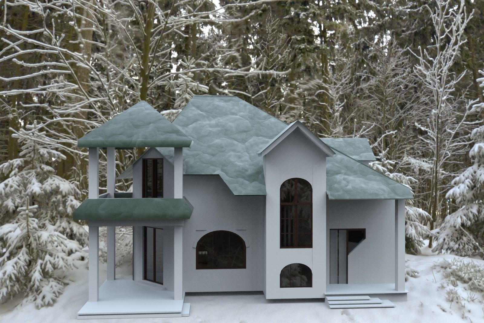 FarmHouse house with roof 3D model_39
