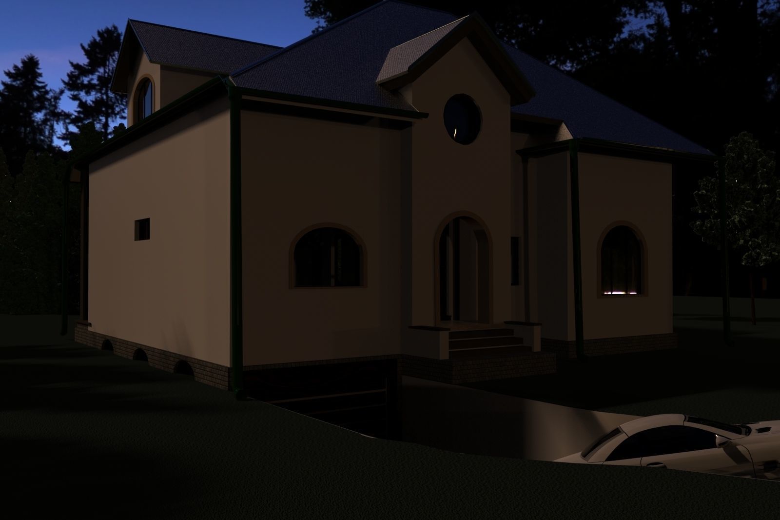 FarmHouse house with roof 3D model_16