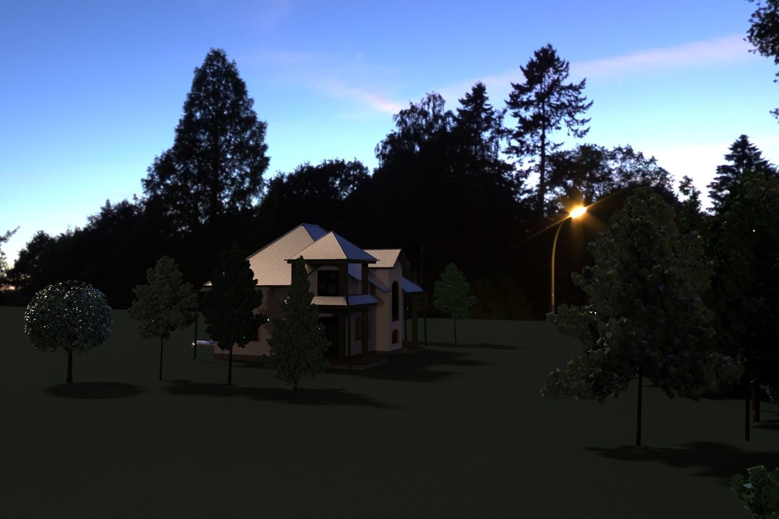 FarmHouse house with roof 3D model_12