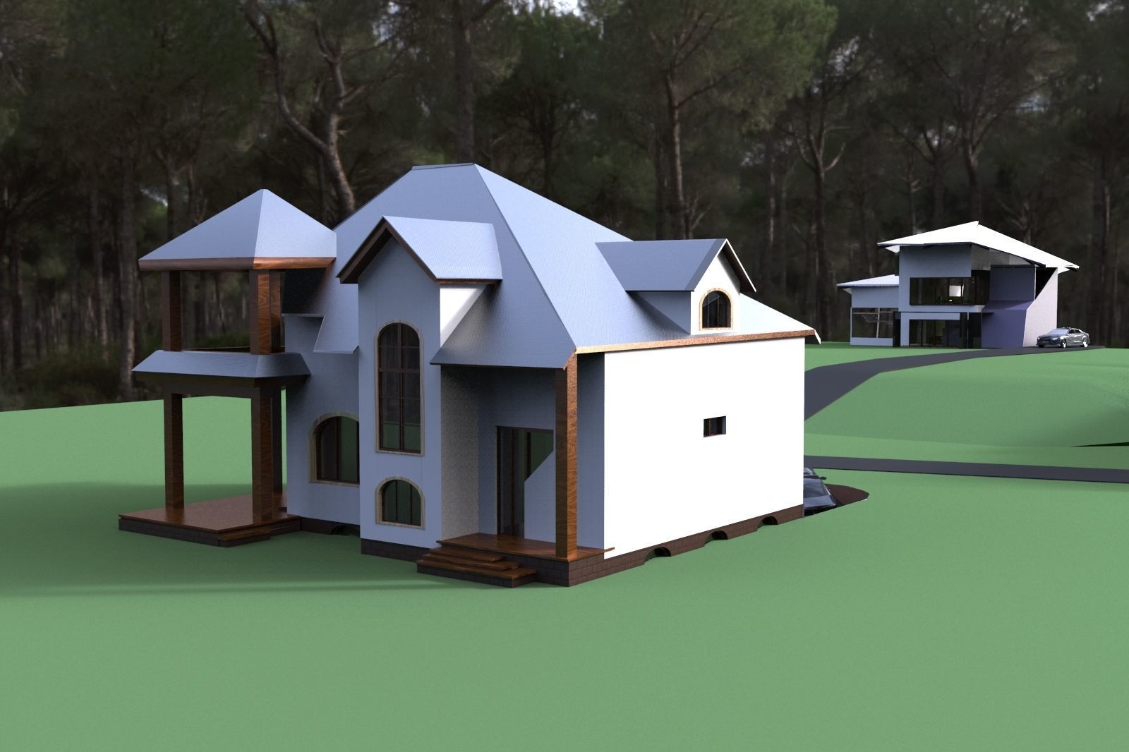 FarmHouse house with roof 3D model_26