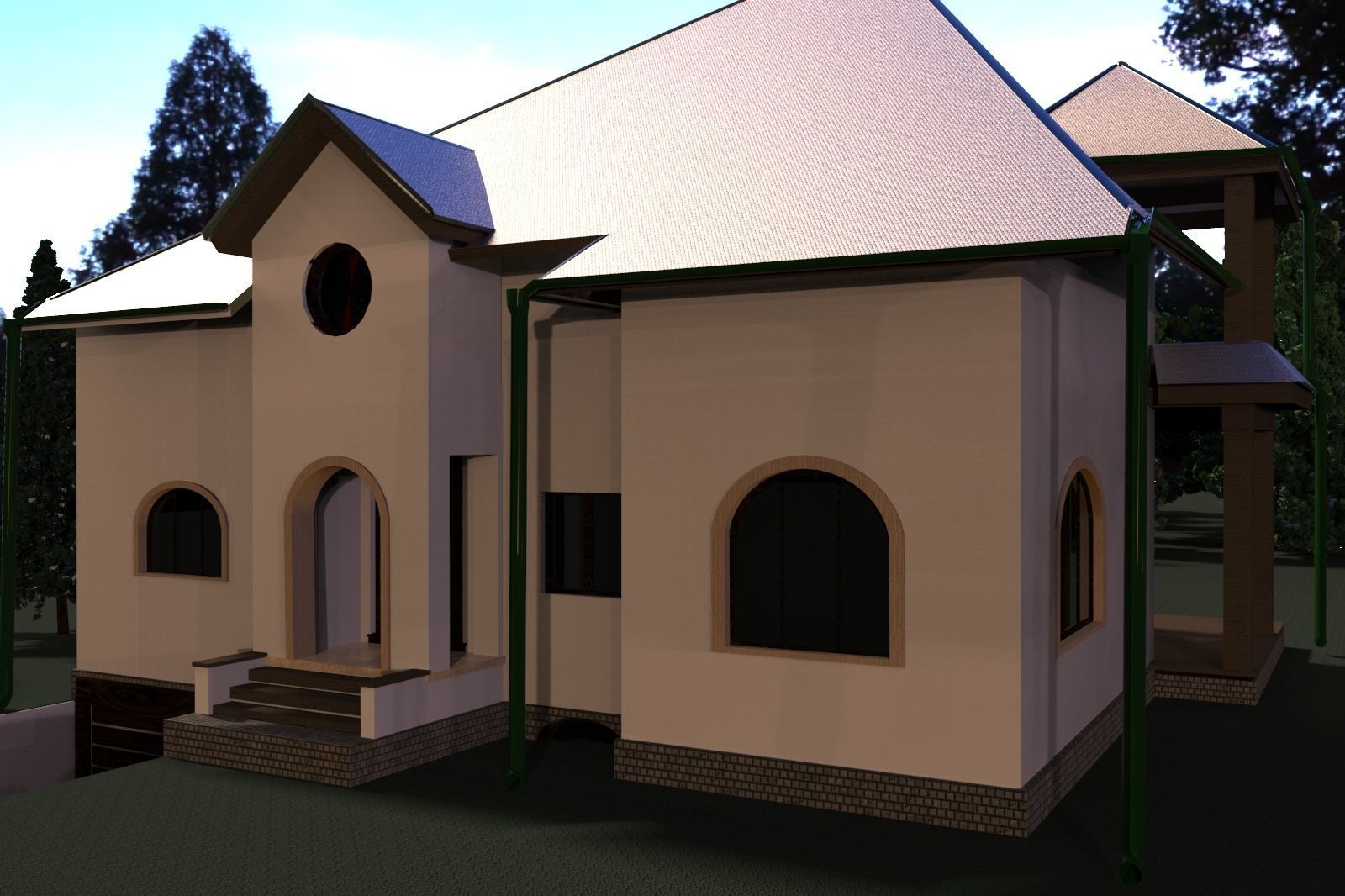 FarmHouse house with roof 3D model_14