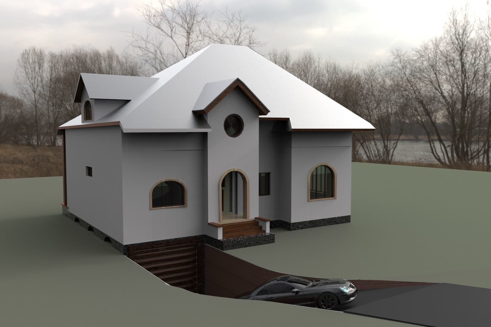 FarmHouse house with roof 3D model_40