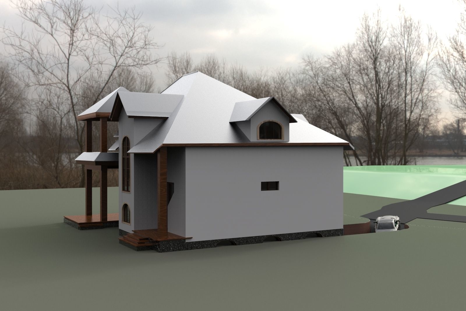 FarmHouse house with roof 3D model_50