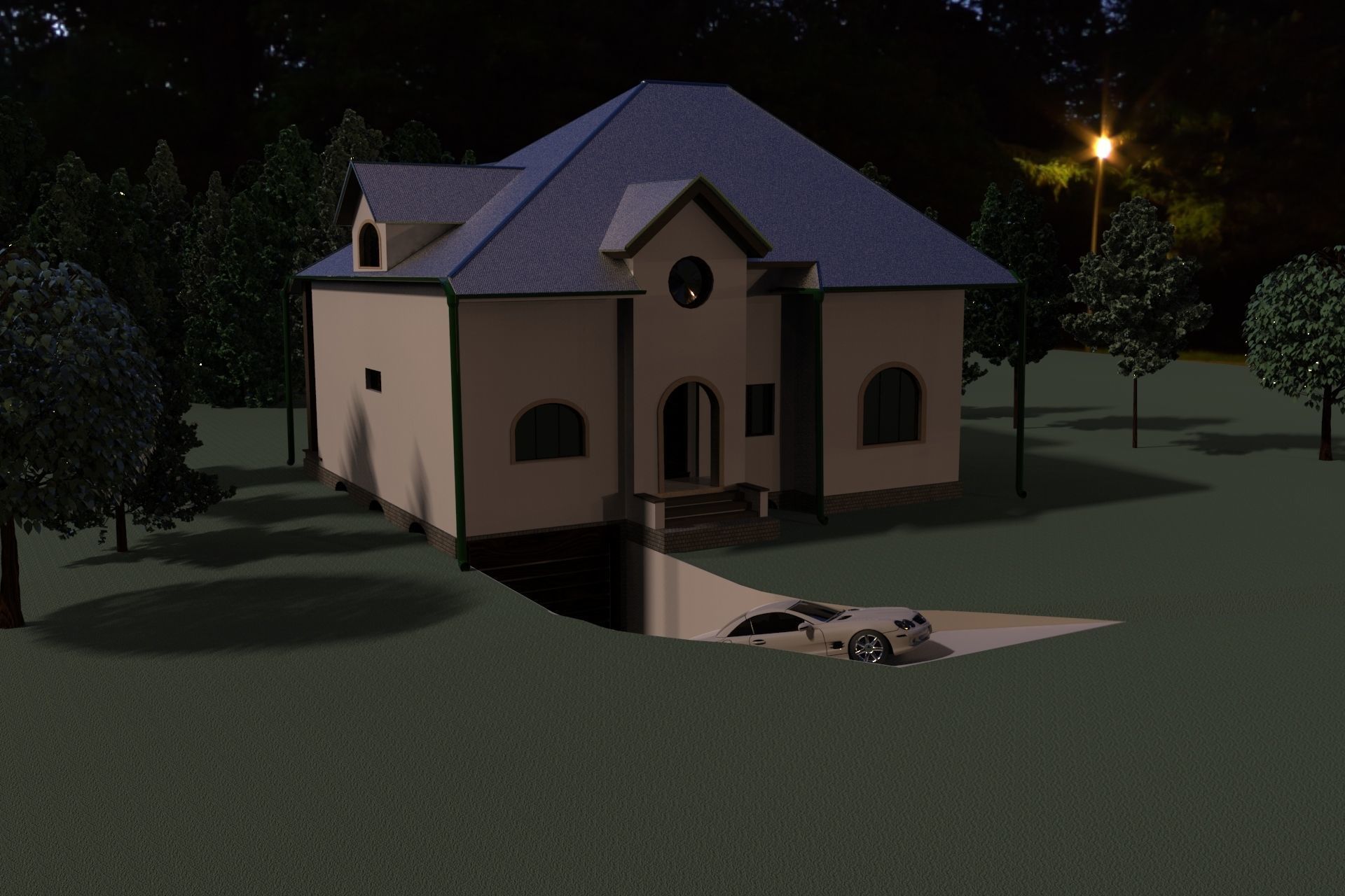 FarmHouse house with roof 3D model_10