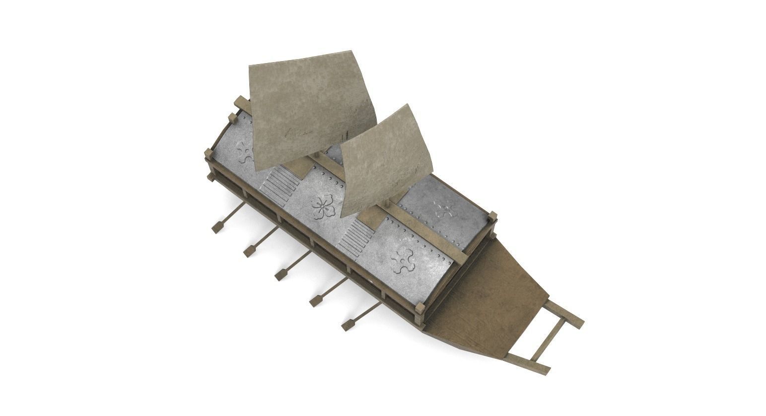 Korean Turtle Ship - Medieval Warship Low-poly 3D model_2