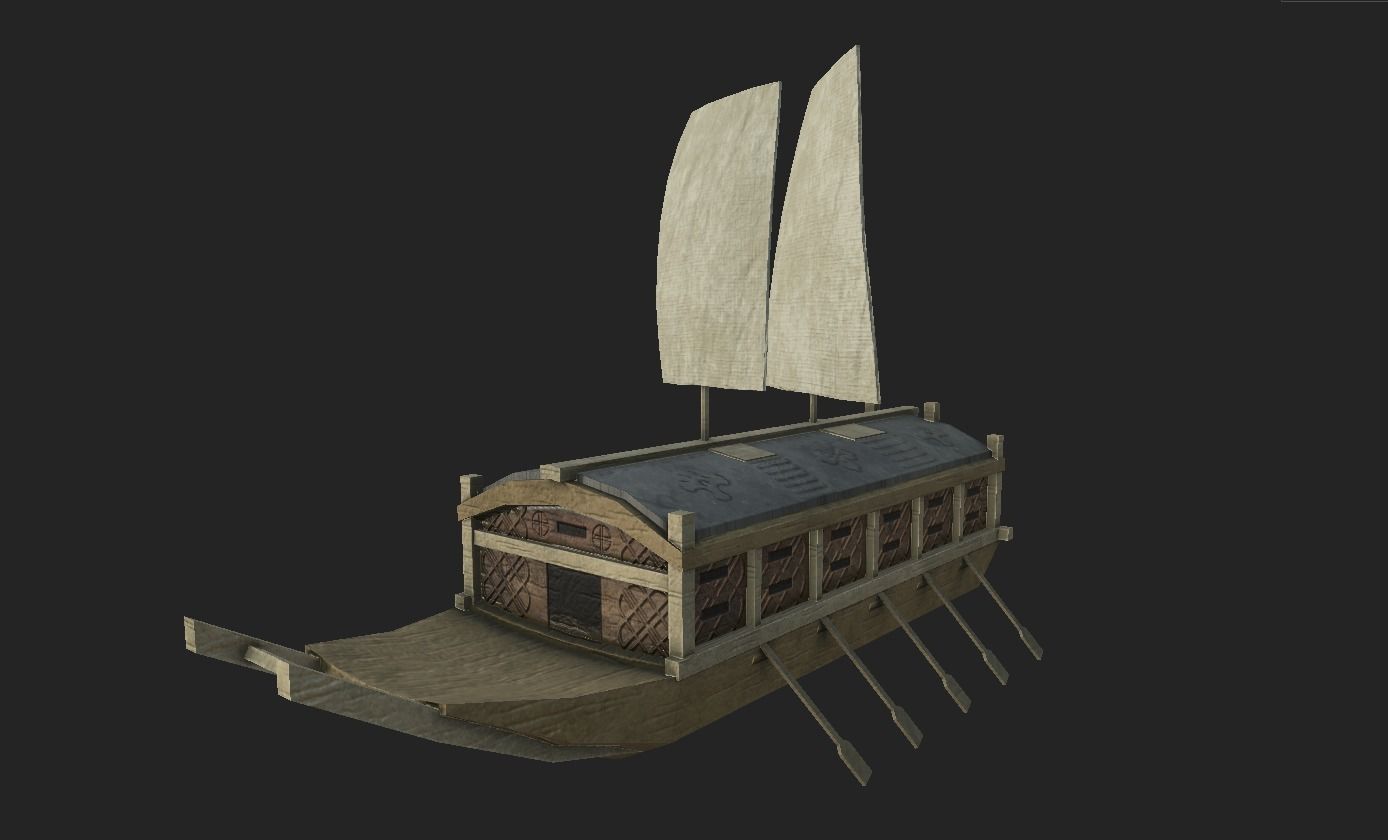 Korean Turtle Ship - Medieval Warship Low-poly 3D model_4