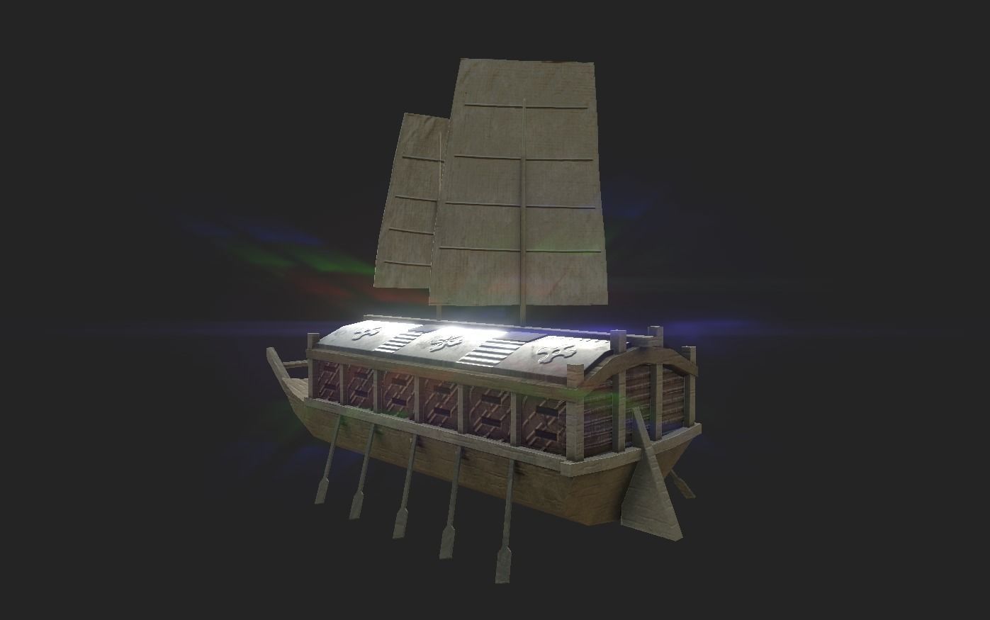Korean Turtle Ship - Medieval Warship Low-poly 3D model_10