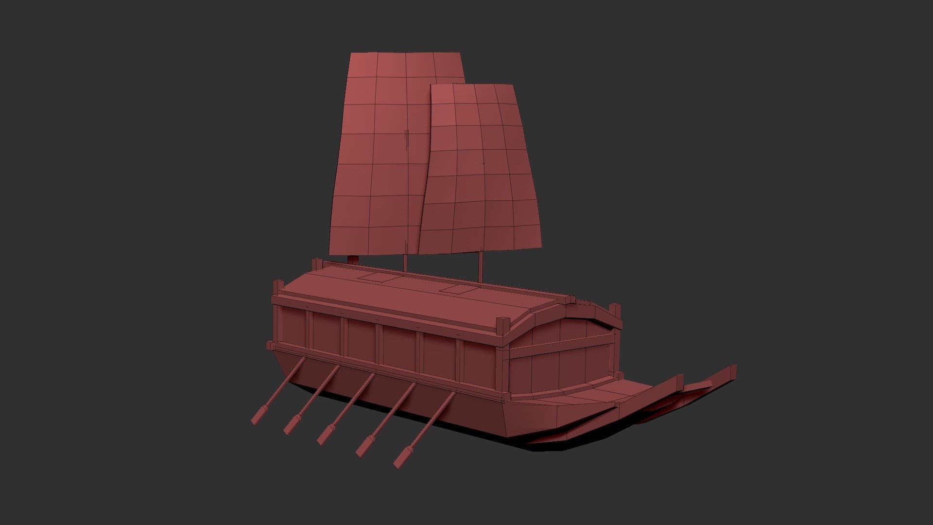 Korean Turtle Ship - Medieval Warship Low-poly 3D model_6