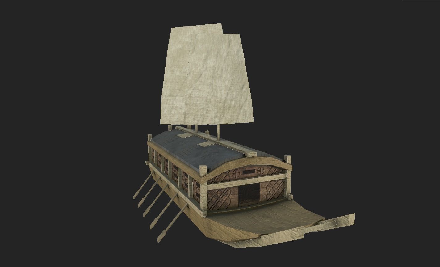 Korean Turtle Ship - Medieval Warship Low-poly 3D model_9