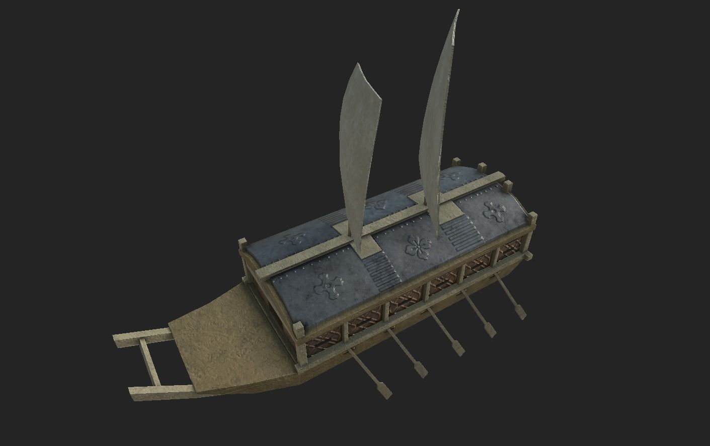 Korean Turtle Ship - Medieval Warship Low-poly 3D model_8