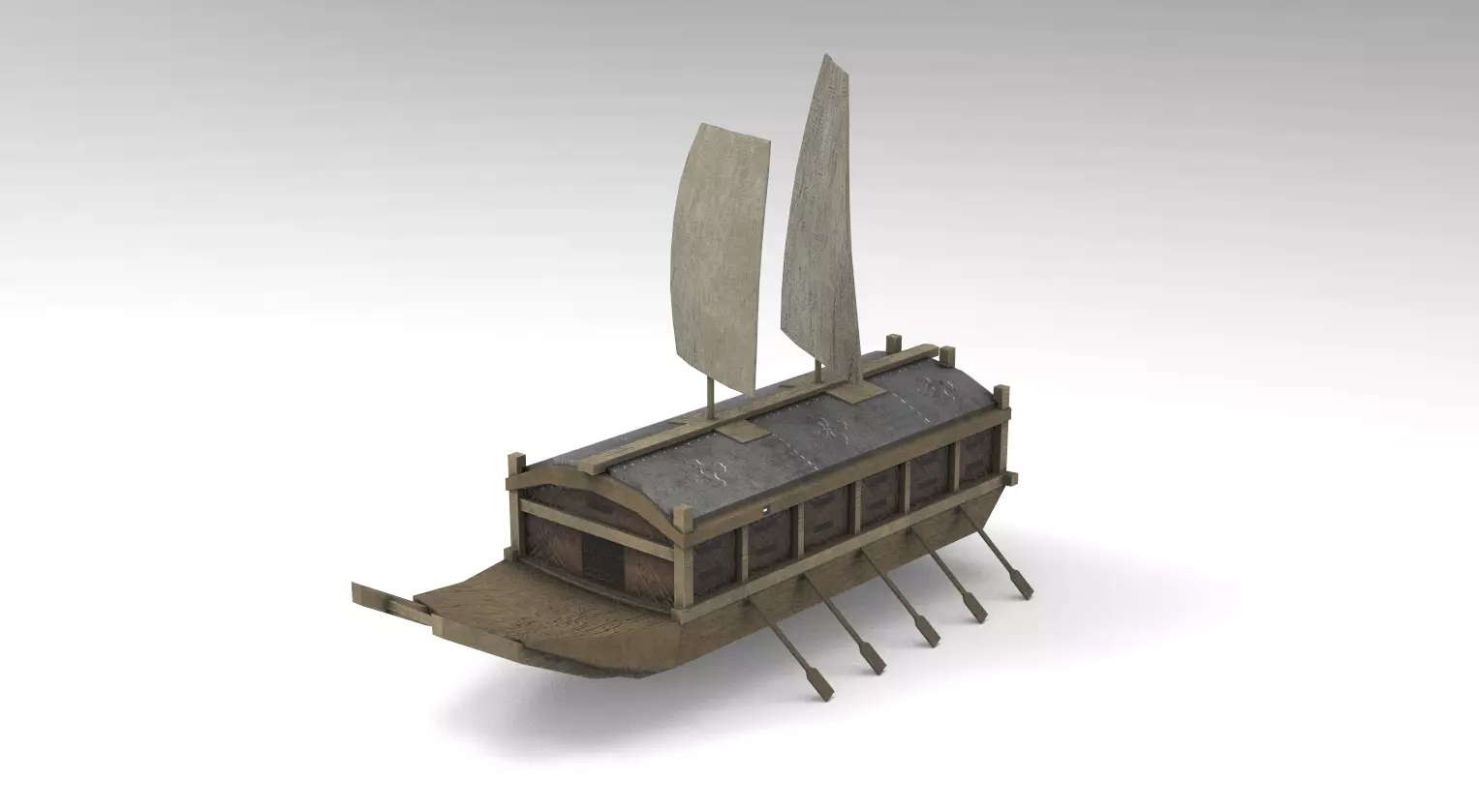 Korean Turtle Ship - Medieval Warship Low-poly 3D model_0