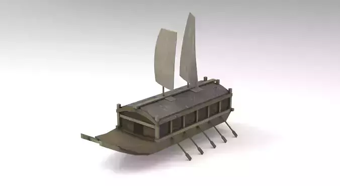 Korean Turtle Ship - Medieval Warship Low-poly 3D model
