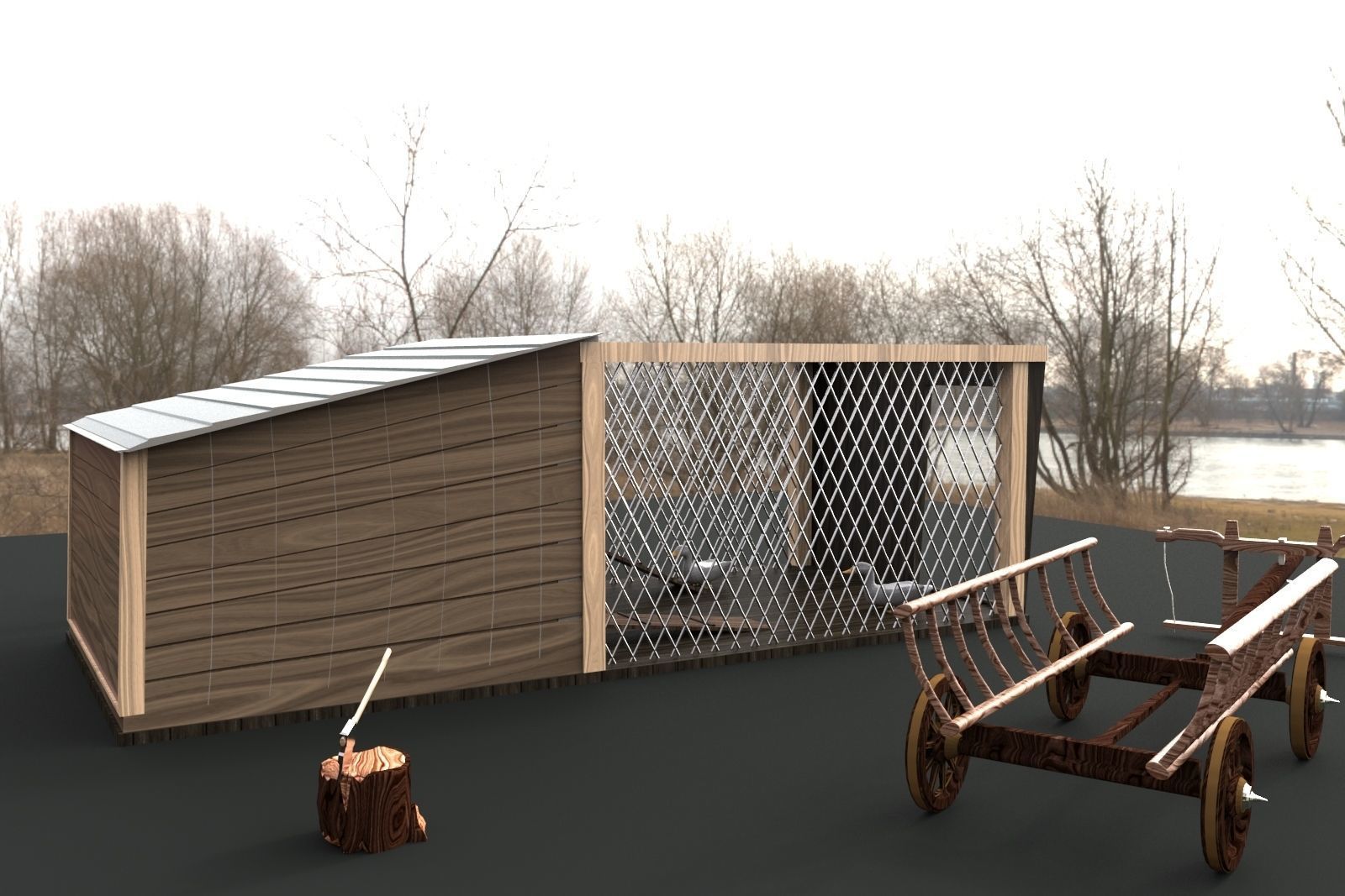 Chicken House Chicken Coop 3D model_16