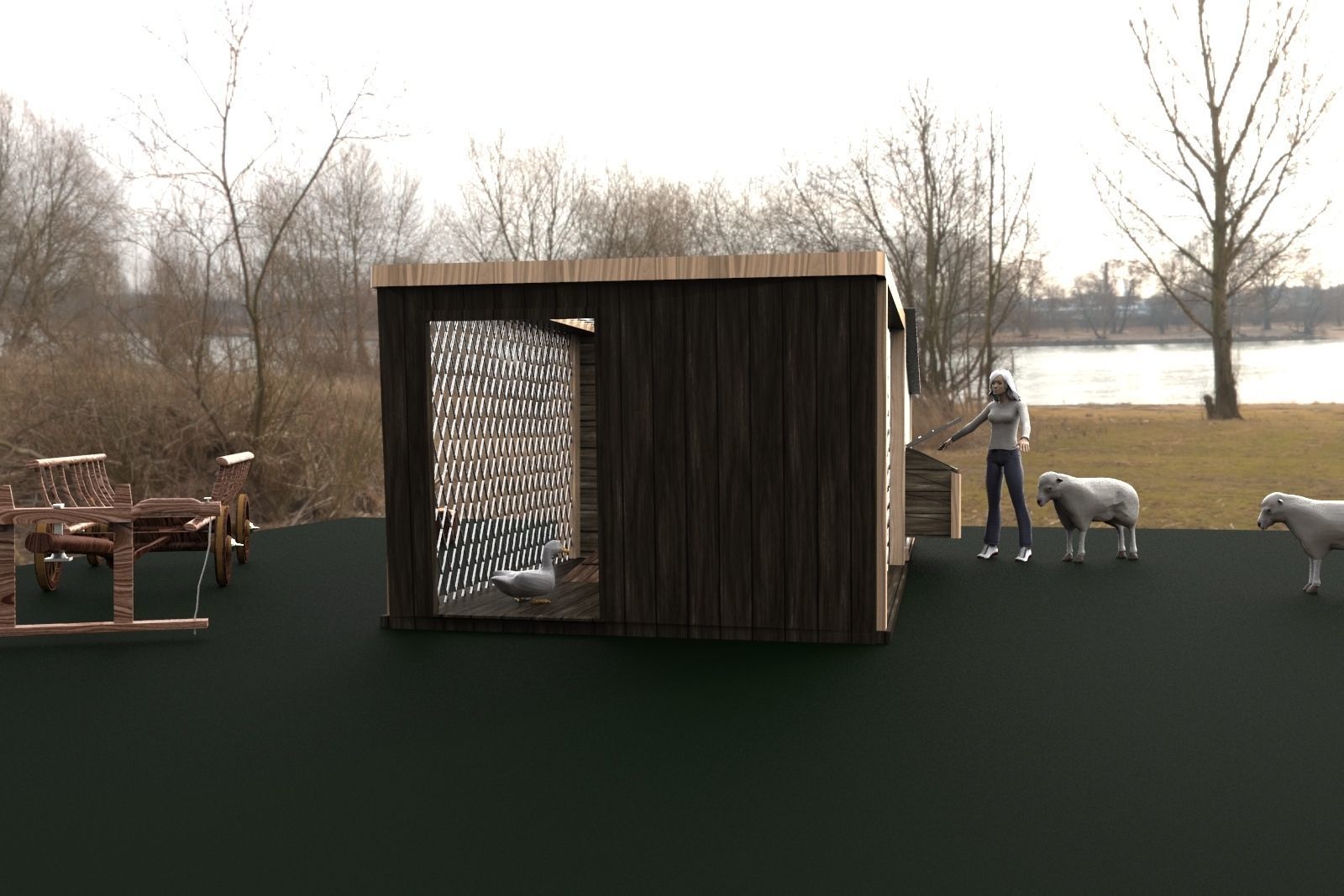 Chicken House Chicken Coop 3D model_13