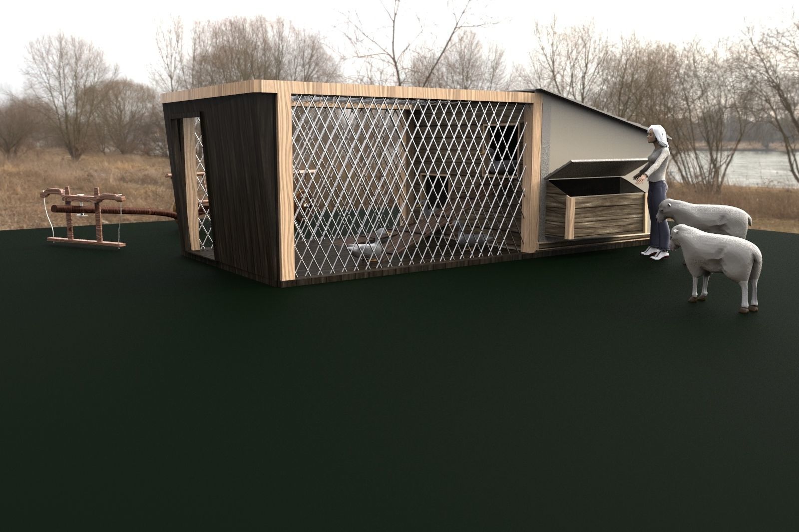 Chicken House Chicken Coop 3D model_1