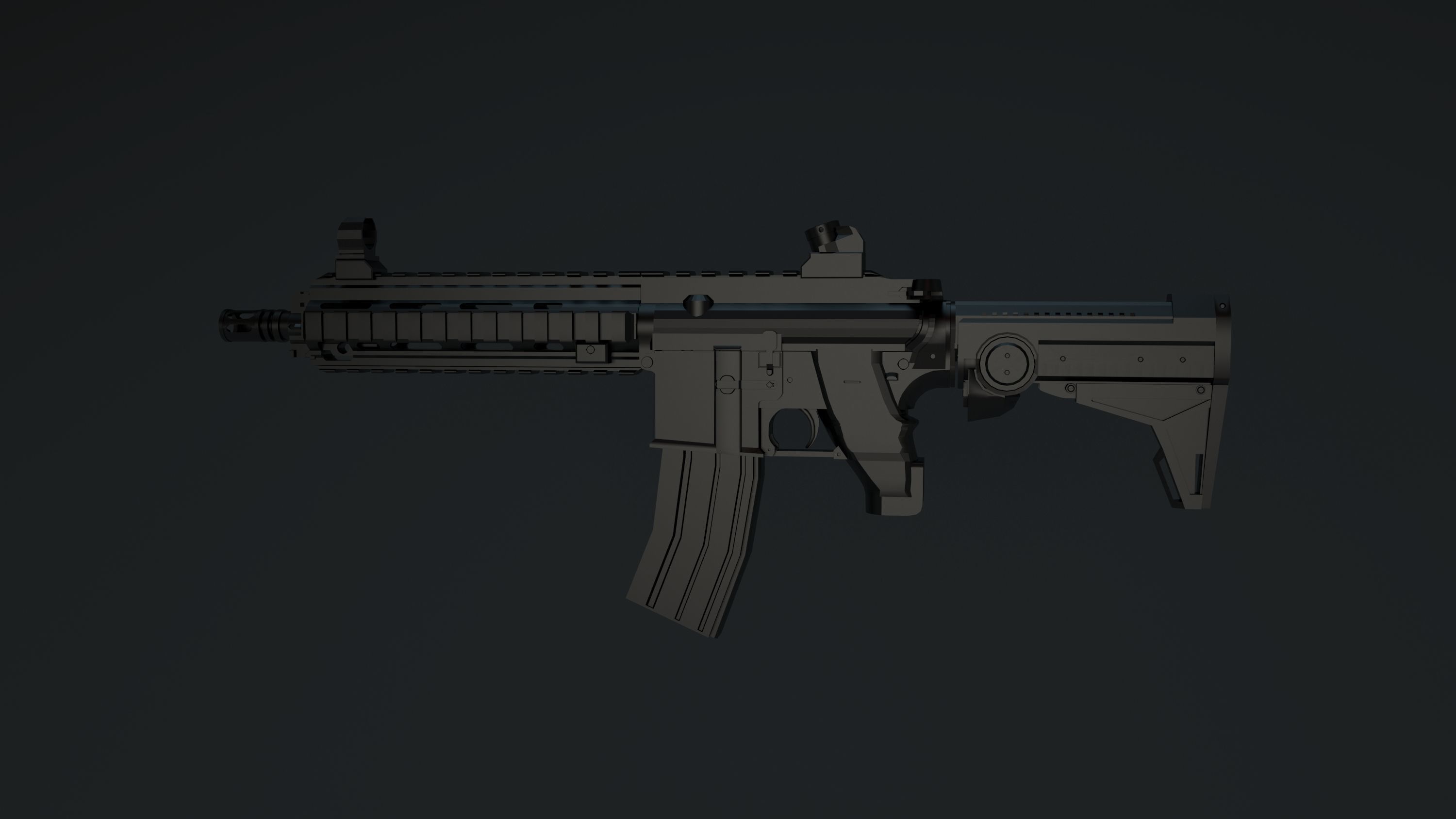 M416 Assault Rifle Low-poly 3D model_2
