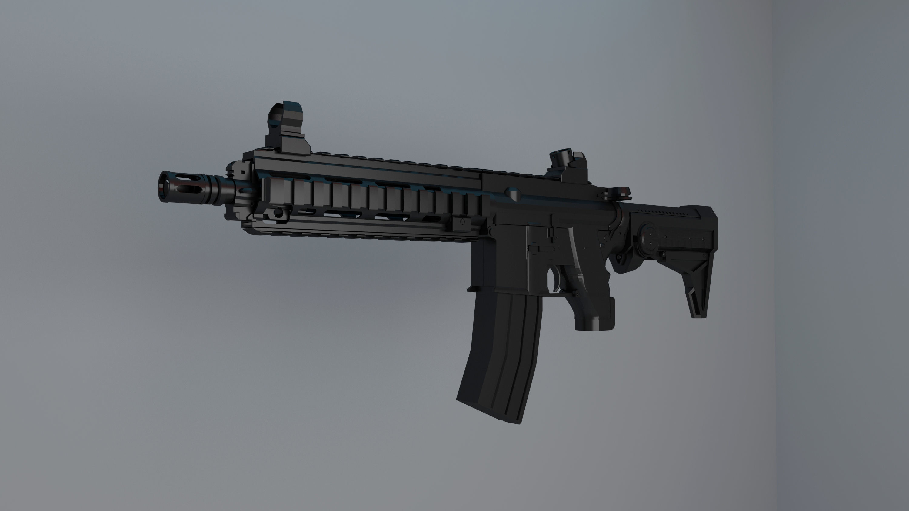 M416 Assault Rifle Low-poly 3D model_1