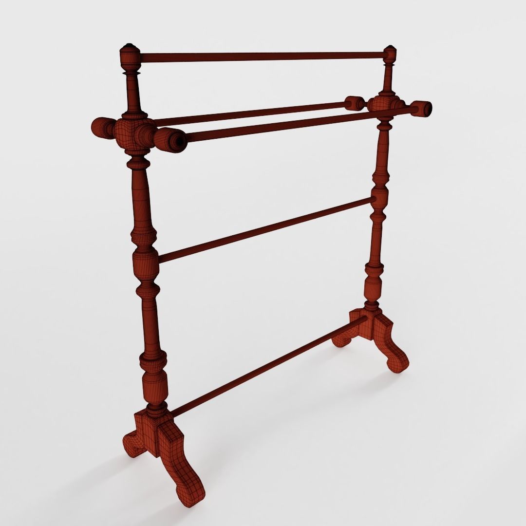 Victorian Mahogany Towel Rail 3D model_2