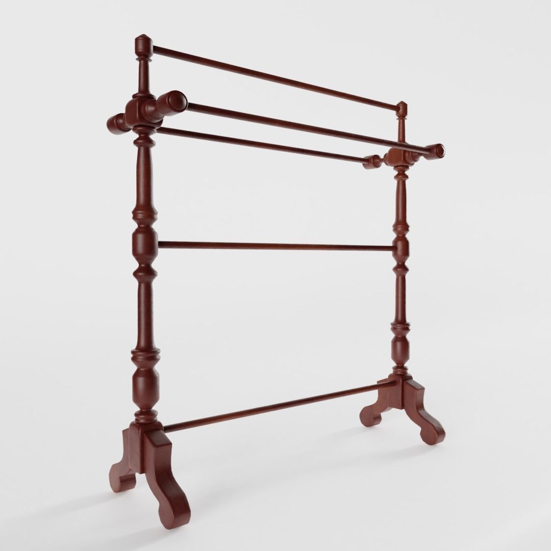 Victorian Mahogany Towel Rail 3D model_1