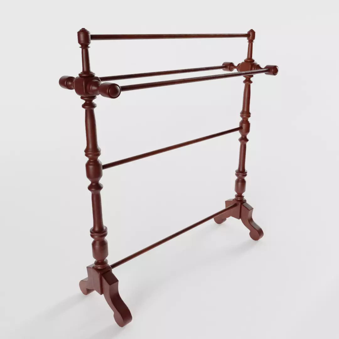 Victorian Mahogany Towel Rail 3D model_0